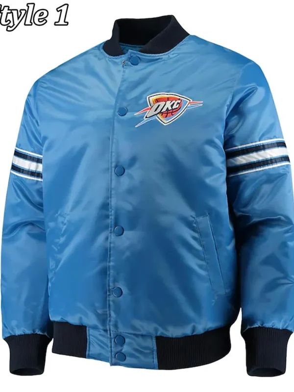 OKC Pick Varsity Satin Blue Jacket