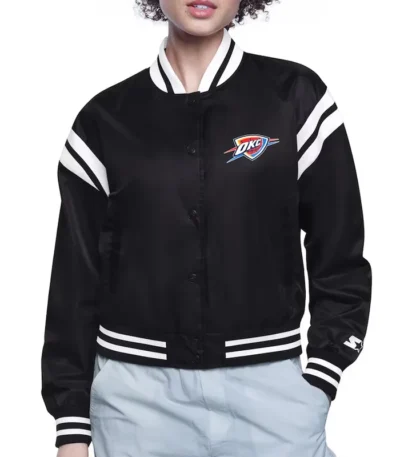 OKC Printed Logo Varsity Satin Jacket