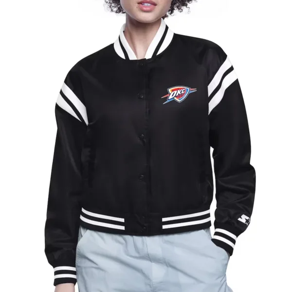 OKC Printed Logo Varsity Satin Jacket