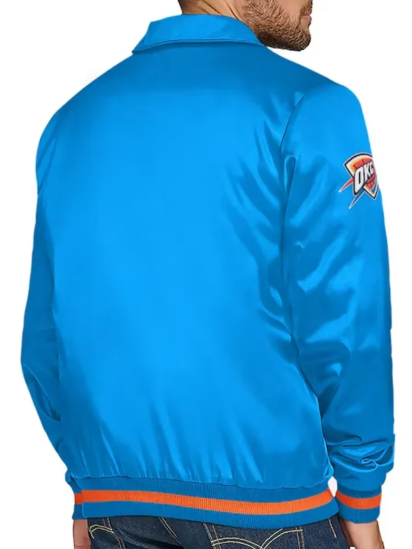 OKC Stitch Applique Blue Satin Jacket