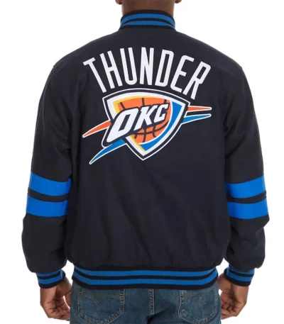 OKC Striped Varsity Navy Wool Jacket