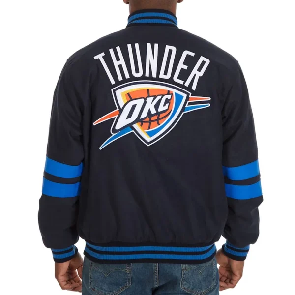 OKC Striped Varsity Navy Wool Jacket