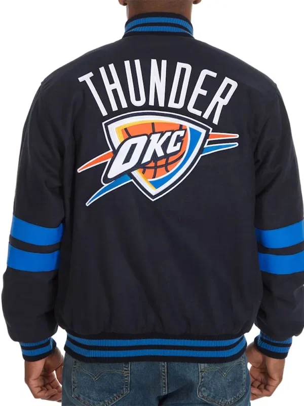 OKC Striped Varsity Navy Wool Jacket