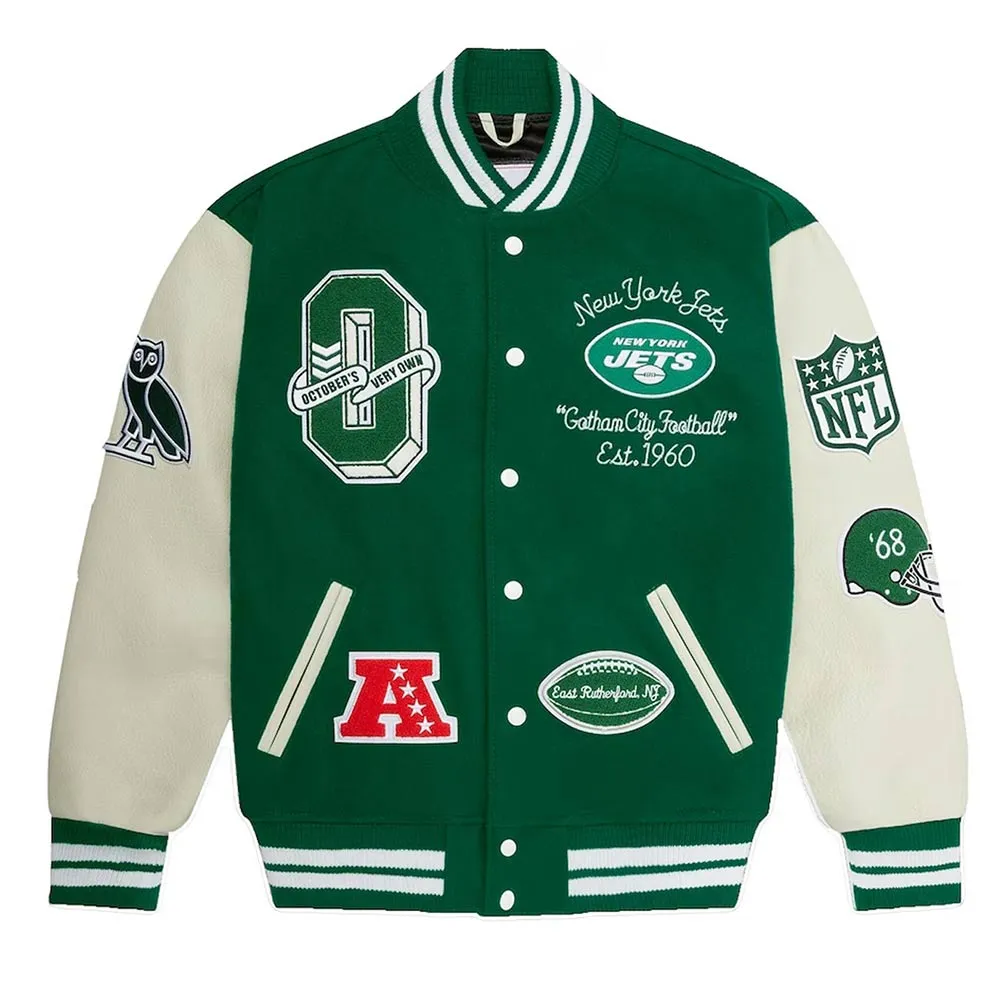 OVO NY Jets Green Varsity Jacket OVO NY Jets Green Varsity Jacket