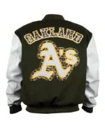 Oakland Athletics Animal Print Wool/Leather Varsity Jacket