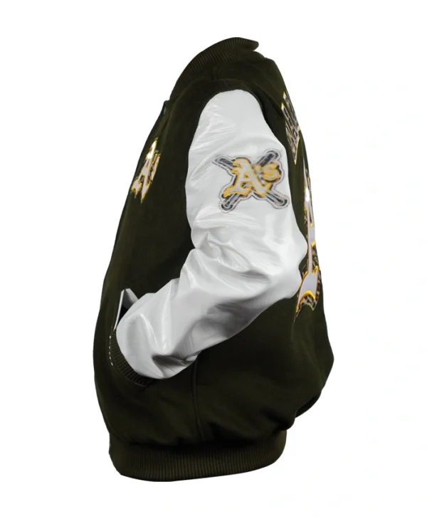 Oakland Athletics Animal Print Wool/Leather Varsity Jacket