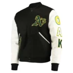 Oakland Athletics Black and White Letterman Jacket