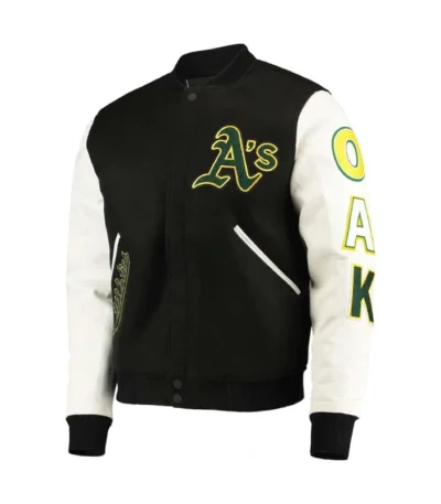 Oakland Athletics Black and White Letterman Jacket