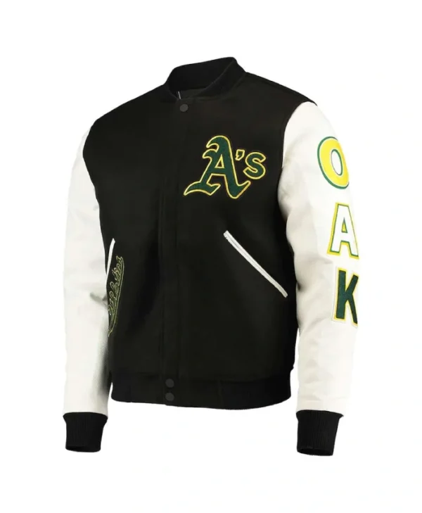Oakland Athletics Black and White Letterman Jacket
