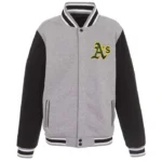 Oakland Athletics Gray and Black Varsity Wool Jacket