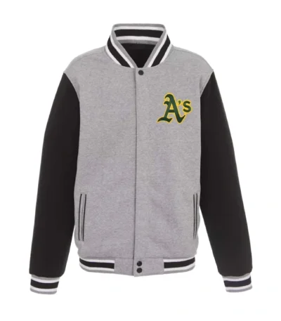 Oakland Athletics Gray and Black Varsity Wool Jacket