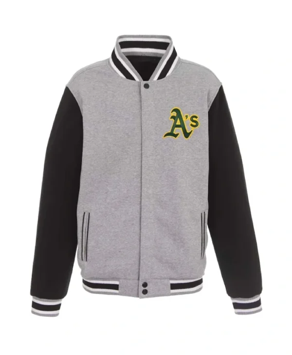 Oakland Athletics Gray and Black Varsity Wool Jacket