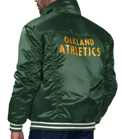 Oakland Athletics Green Silver Tab Trucker Satin Jacket