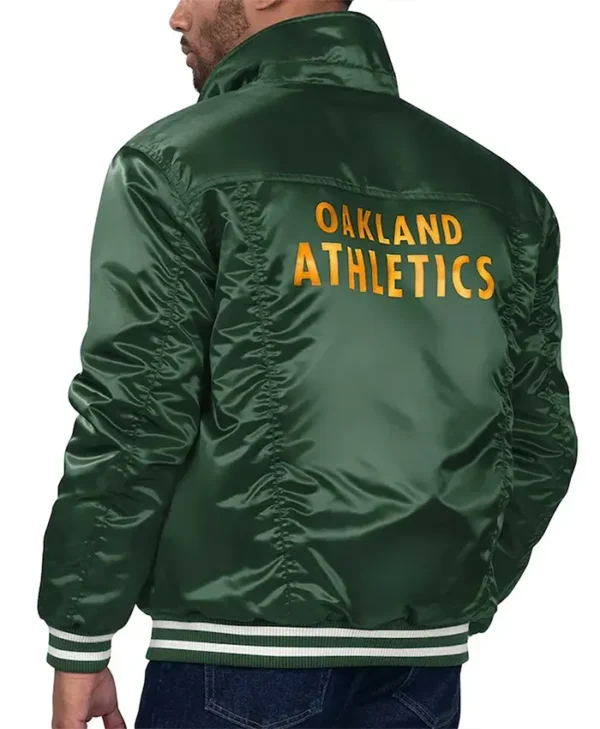 Oakland Athletics Green Silver Tab Trucker Satin Jacket