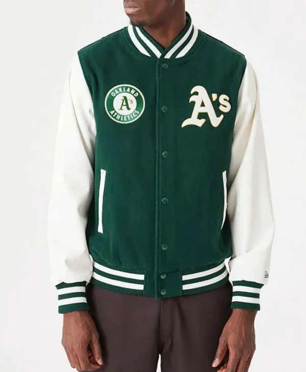 Oakland Athletics Green and White Varsity Jacket