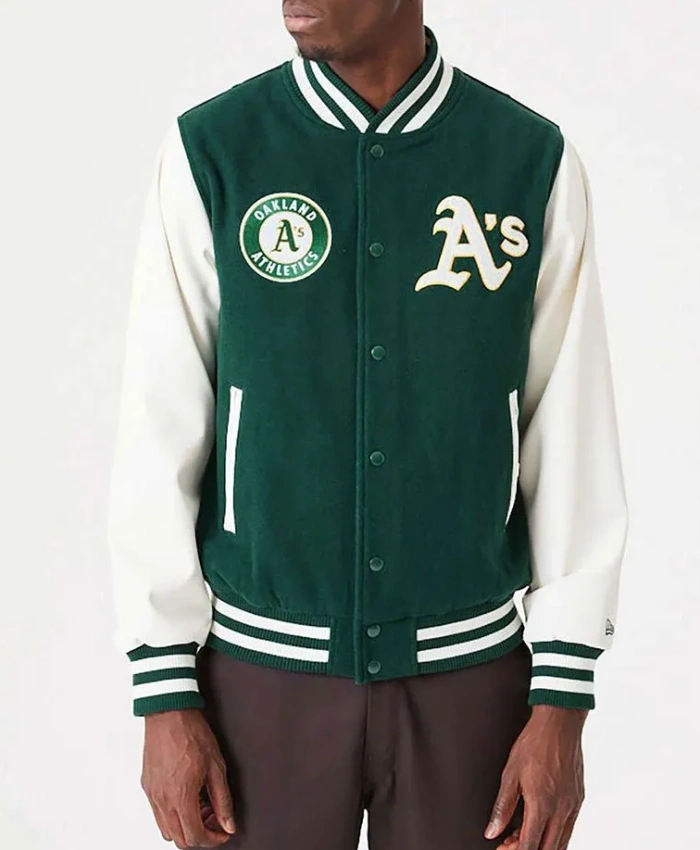 Oakland Athletics Green and White Varsity Jacket Oakland Athletics Green and White Varsity Jacket