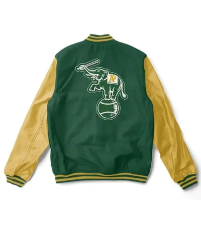 Elephant Oakland Athletics Varsity Yellow and Green Jacket
