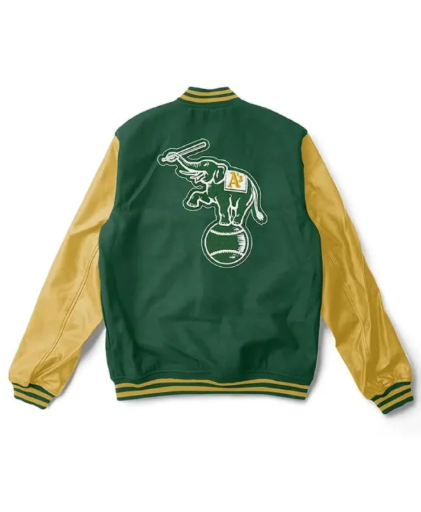 Elephant Oakland Athletics Varsity Yellow and Green Jacket
