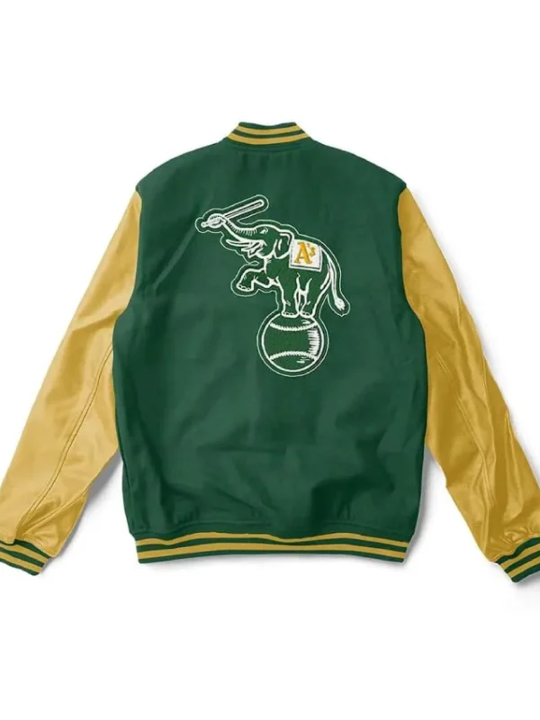 Elephant Oakland Athletics Varsity Yellow and Green Jacket