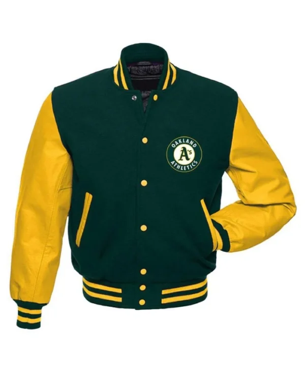 Oakland Athletics Varsity Green and Yellow Jacket