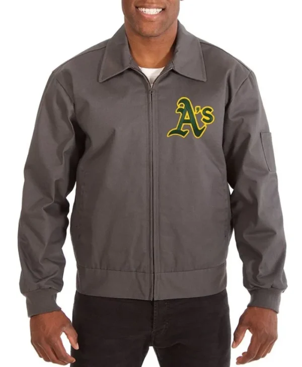 Oakland Athletics Workwear Grey Cotton Jacket
