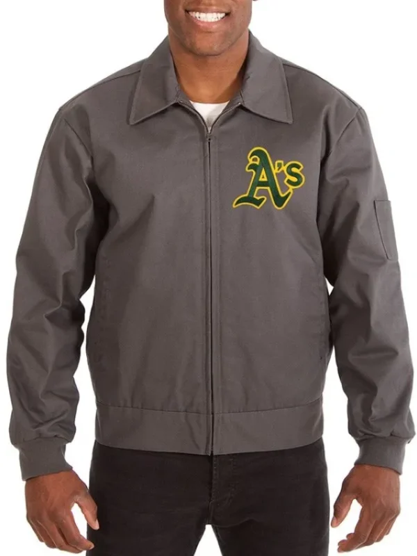 Oakland Athletics Workwear Grey Cotton Jacket
