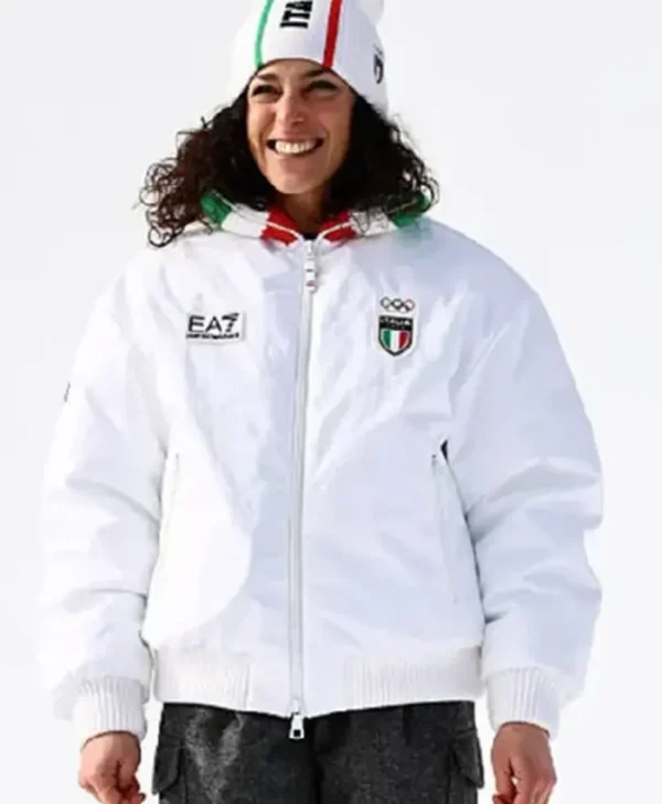 Olympic 2026 Federica Brignone Team Italy EA7 White jacket