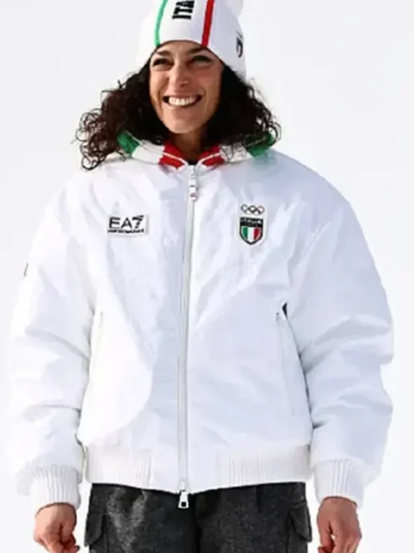Olympic 2026 Federica Brignone Team Italy EA7 White jacket