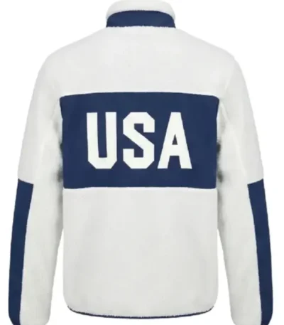 Team USA White and Blue Sherpa Jacket
