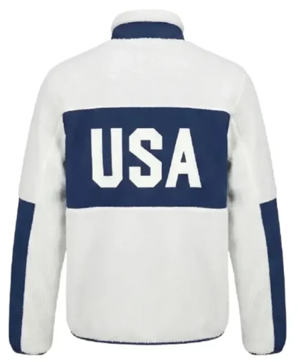 Team USA White and Blue Sherpa Jacket