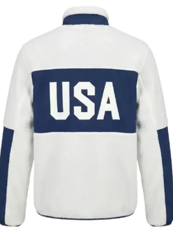 Team USA White and Blue Sherpa Jacket