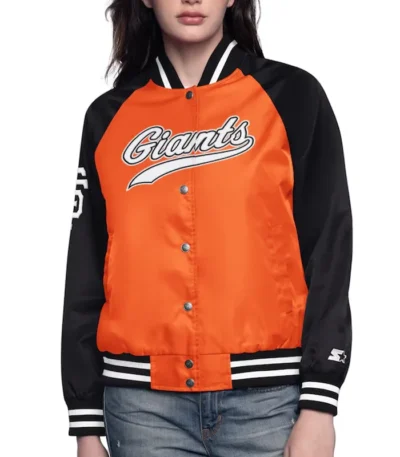 Orange-Black San Francisco Giants Home Run Varsity Satin Jacket