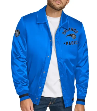 Orlando Magic Stitch Applique Blue Satin Jacket