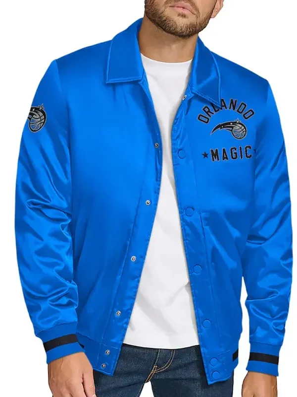 Orlando Magic Stitch Applique Blue Satin Jacket