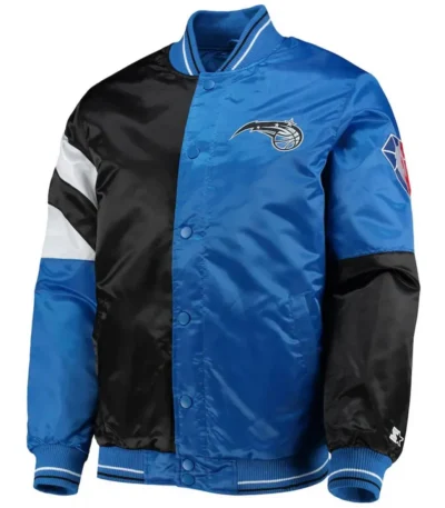 Orlando Magic Varsity Color Block Black and Blue Satin Jacket