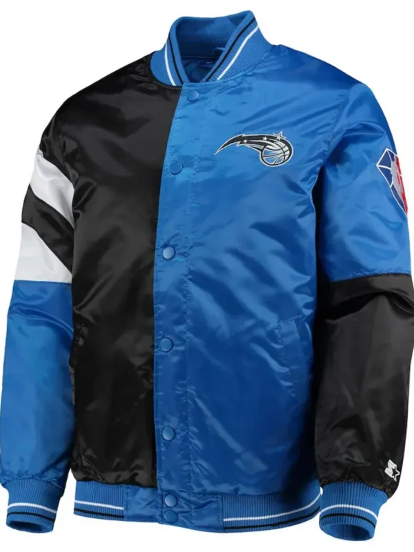 Orlando Magic Varsity Color Block Black and Blue Satin Jacket