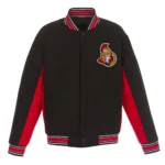 Ottawa Senators Accent Black-Red Varsity Wool Poly-Twill Jacket