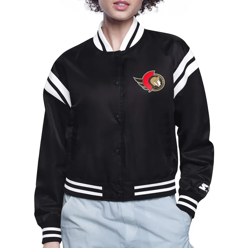 Ottawa Senators Printed Logo Varsity Satin Jacket Ottawa Senators Printed Logo Varsity Satin Jacket