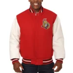 Ottawa Senators Red and White Two-Tone Varsity Jacket