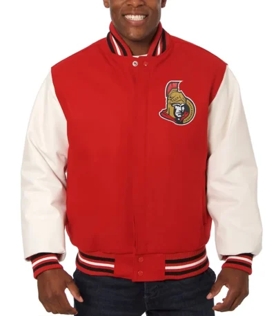 Ottawa Senators Red and White Two-Tone Varsity Jacket