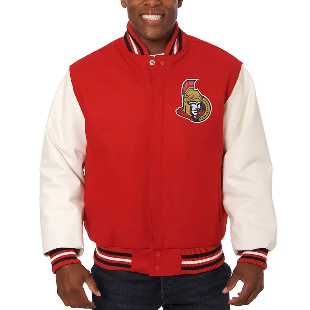 Ottawa Senators Red and White Two-Tone Varsity Jacket Ottawa Senators Red and White Two-Tone Varsity Jacket