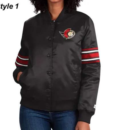 Ottawa Senators Striped Black Satin Jacket