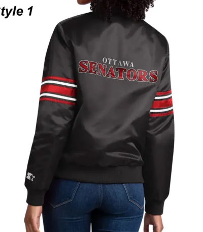 Ottawa Senators Striped Black Satin Jacket