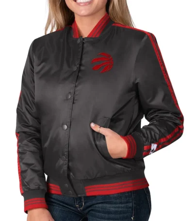 Overtime Toronto Raptors Black Satin Jacket