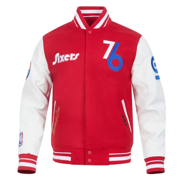 Philadelphia 76ers 2024-25 City Edition Chenille Red Varsity Jacket