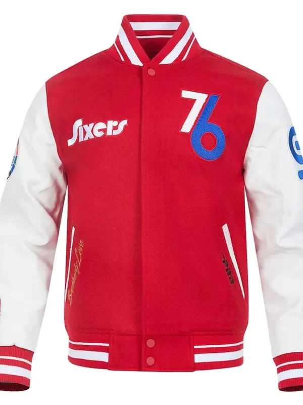 Philadelphia 76ers 2024-25 City Edition Chenille Red Varsity Jacket