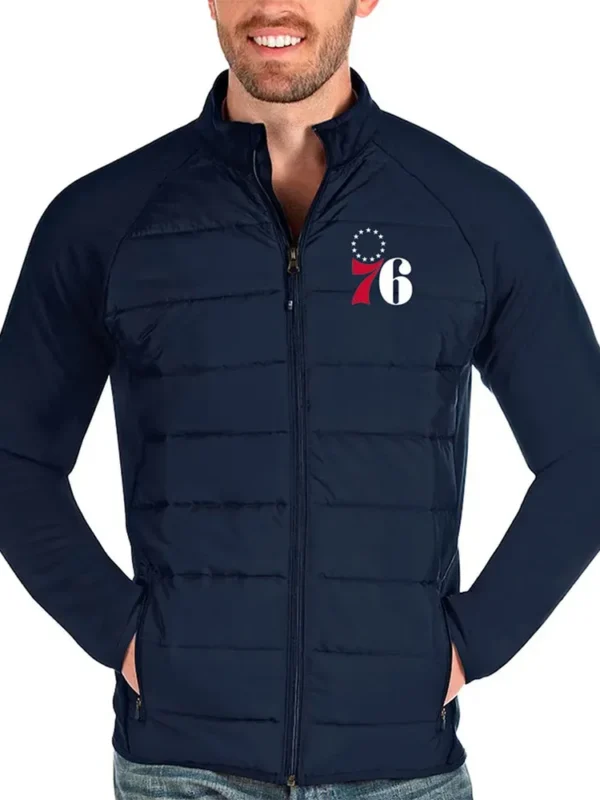 Philadelphia 76ers Antigua Altitude Navy Jacket