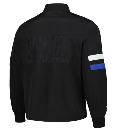 Philadelphia 76ers Black Stitch Applique Bomber Jacket