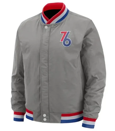 Philadelphia 76ers City Edition Courtside Gray Bomber Jacket