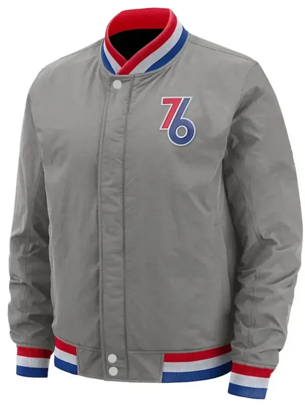 Philadelphia 76ers City Edition Courtside Gray Bomber Jacket